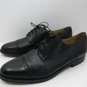 Scacchi Brogue Black Leather Cap Toe Dress Oxfords Shoes Zapatos Kutsu Men 10 M